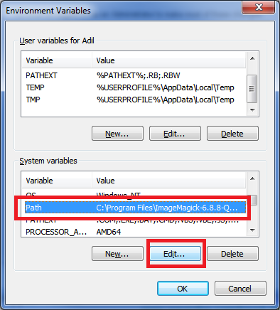 Edit the current PATH environment variable