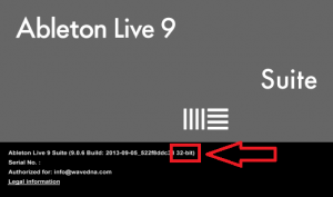 Shows the ableton about panel