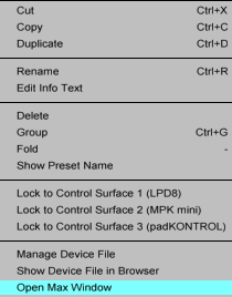 Ableton Device Title Bar Right click Menu
