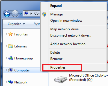 Open your computers properties setting.