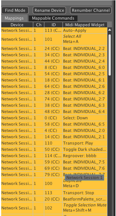 Midi mapping